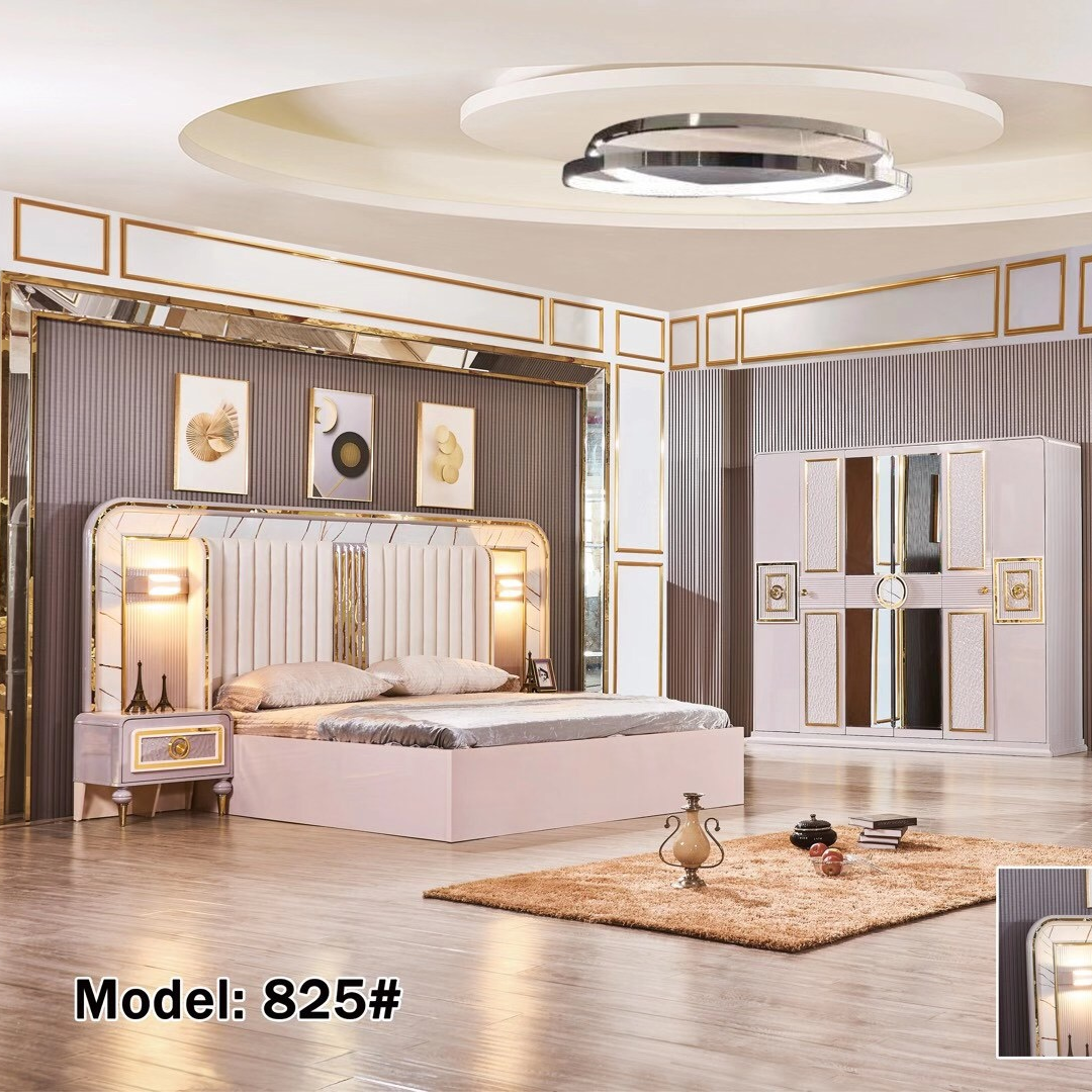 铭华家具卧室家具套装床床头柜衣柜妆台5件套厂家直销外贸出口热销