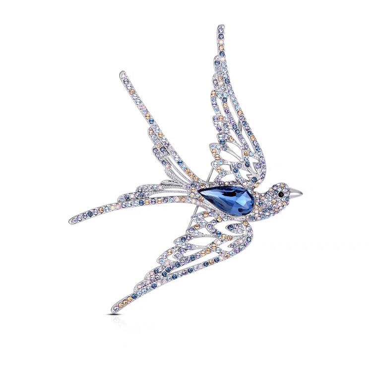 Multicolor swallow brooch