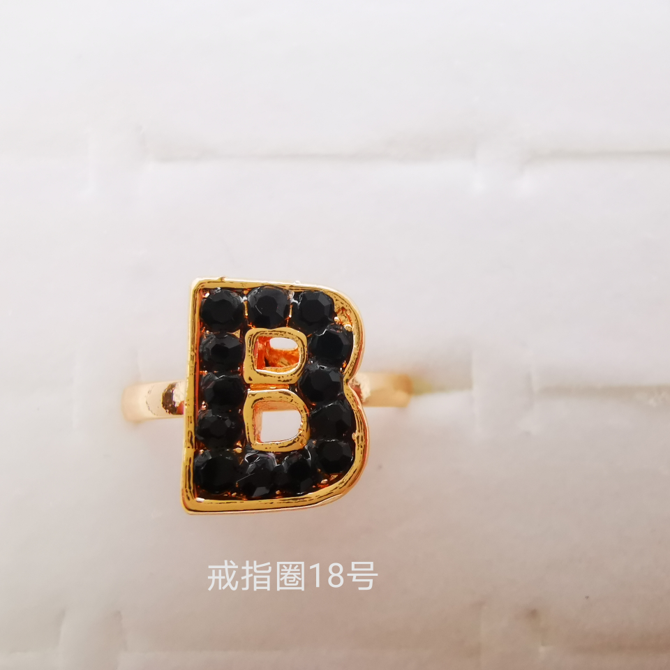 Letter series color diamond alloy ring electroplated imitation gold classic 1903
