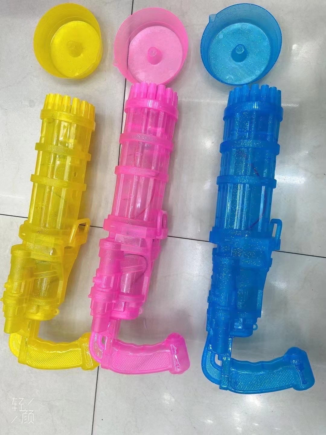 English version 21-hole 38-sized Gatling bubble machine light Edition (blue) toy Item Picture