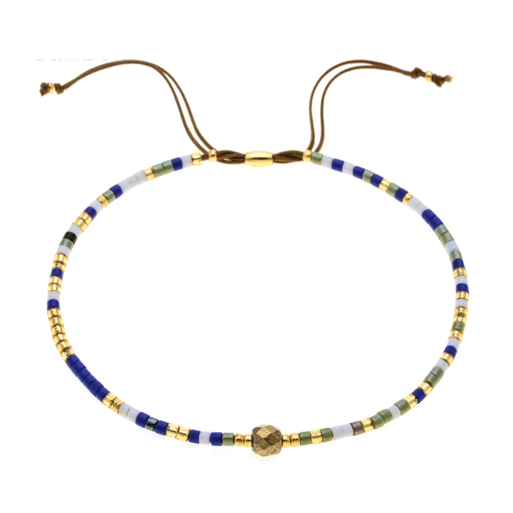 A simple and elegant Miyuki women's bracelet with mixed color rice beads, hand-woven friendship rope and semi-precious stone jewelry detail image 4