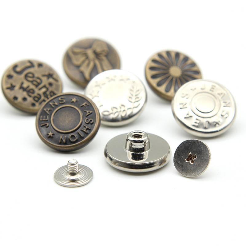 Screw-type no-nail buckle jeans waist metal button, no-seam threaded rivet button, detachable waistband buckle detail image 5