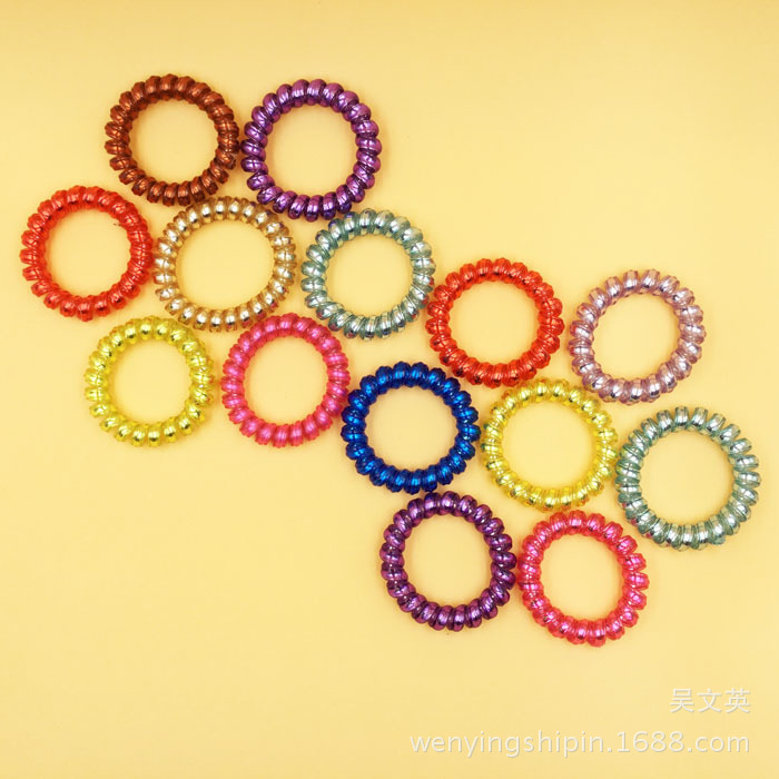 100 high-quality, bright silver wristbands, telephone line hair ties, Wenying accessories Specification image