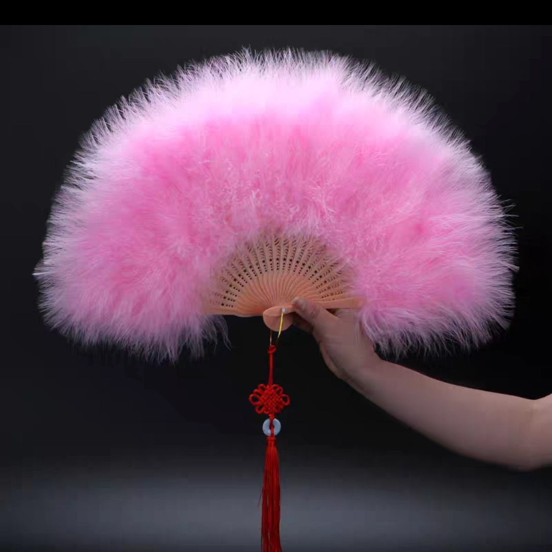 Turkey full velvet feather fan 25 pieces pink