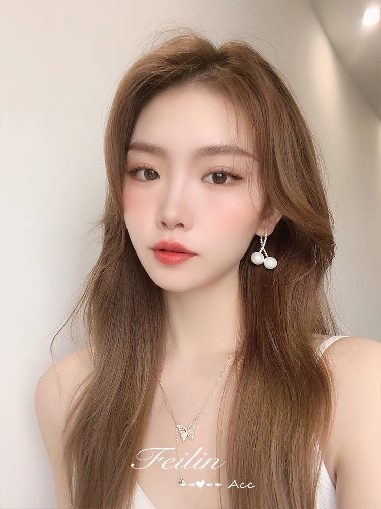 2021 new trendy long pearl full diamond earrings, elegant and high-end light luxury earrings for women, summer earrings Specification image