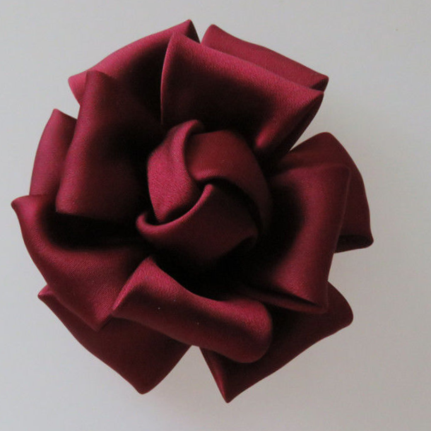 Brooch pin Handcrafted Cloth wine Red Large flowers Fashion work coat Satin flowers Spring corsage Brooch Accessory women