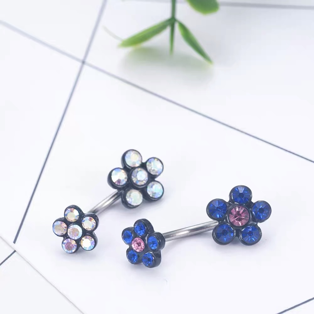 佳倩Bodypiercing肚脐钉脐环防过敏医用钢时尚穿刺饰品欧美性感女神个性女梅花上下细节图