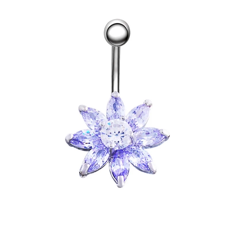佳倩Bodypiercing肚脐钉脐环防过敏医用钢时尚穿刺饰品欧美性感女神个性女锆石镶嵌花白底实物图