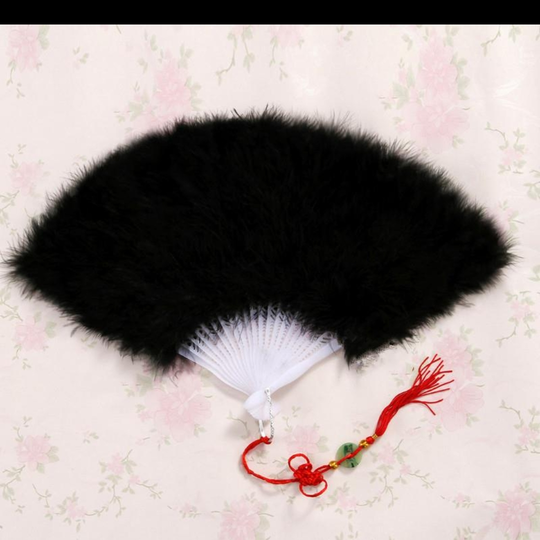 Turkey full velvet feather fan 25 pieces black