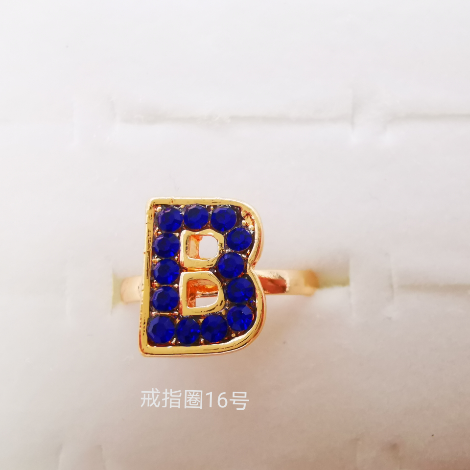 Letter series color diamond alloy ring electroplated imitation gold classic 1937