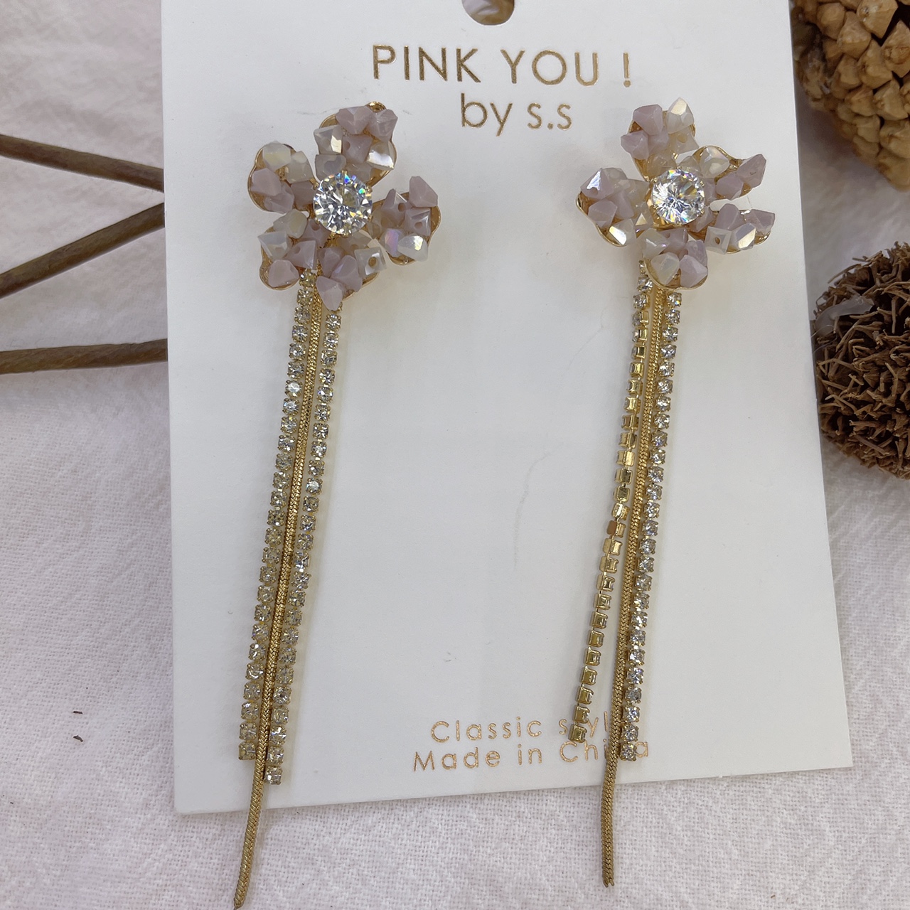 Baroque purple crystal flowers Allergy resistant fashion irregular geometric studs Trend earrings Personality exaggerated accessories