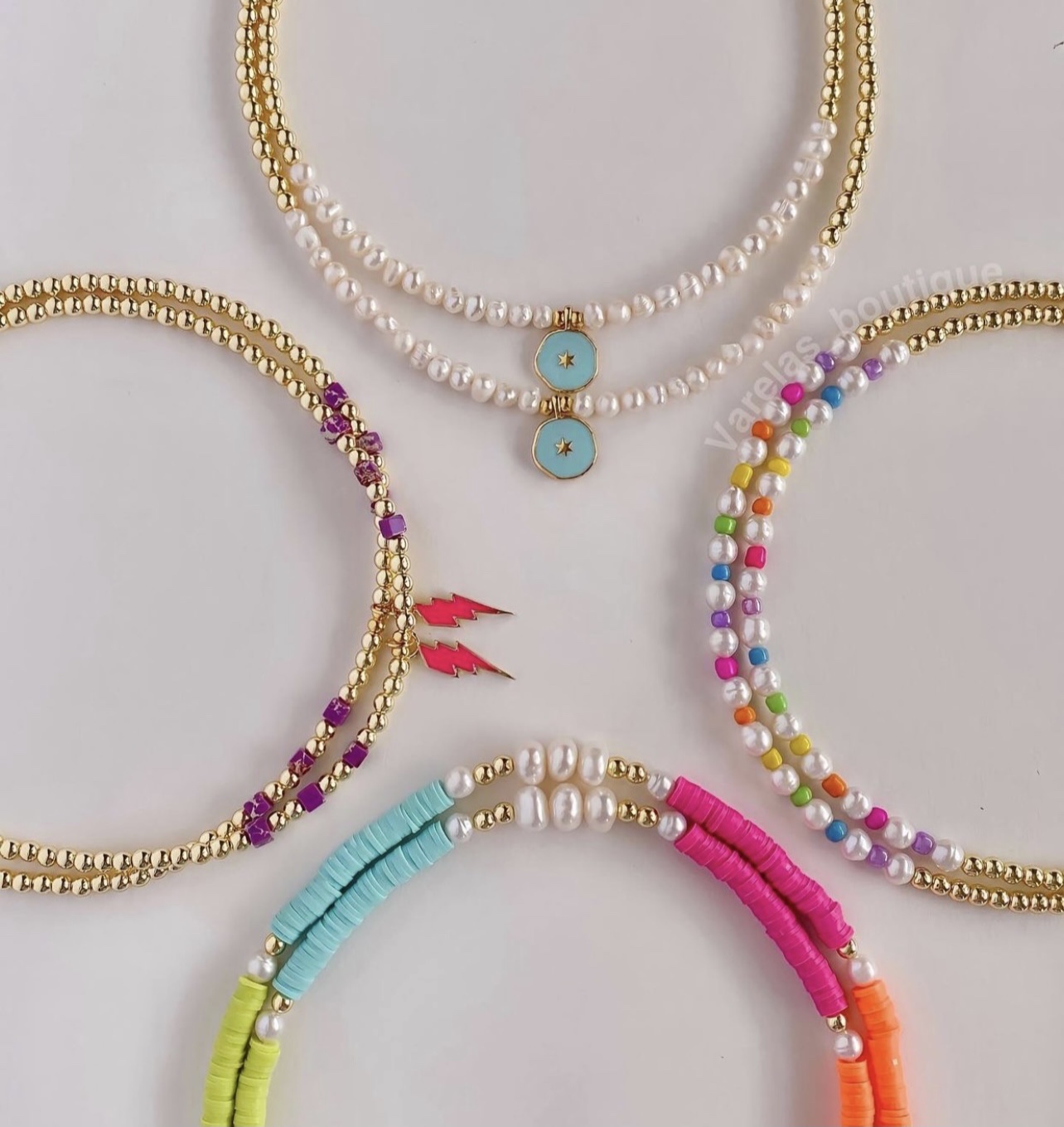 DIY soft clay Bohemian-style pearl eye smiling face necklace, mask chain and mobile phone chain detail image 3