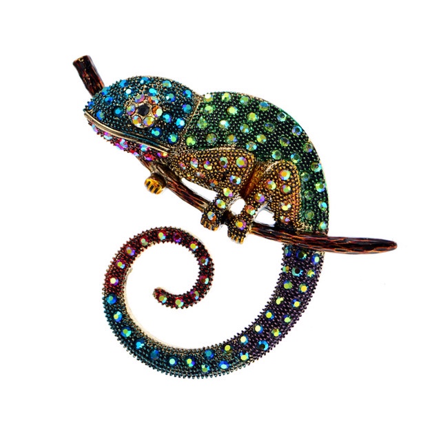 Green lizard brooch
