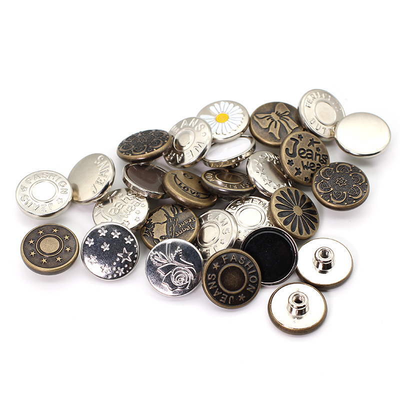 Screw-type no-nail buckle jeans waist metal button, no-seam threaded rivet button, detachable waistband buckle detail image 3