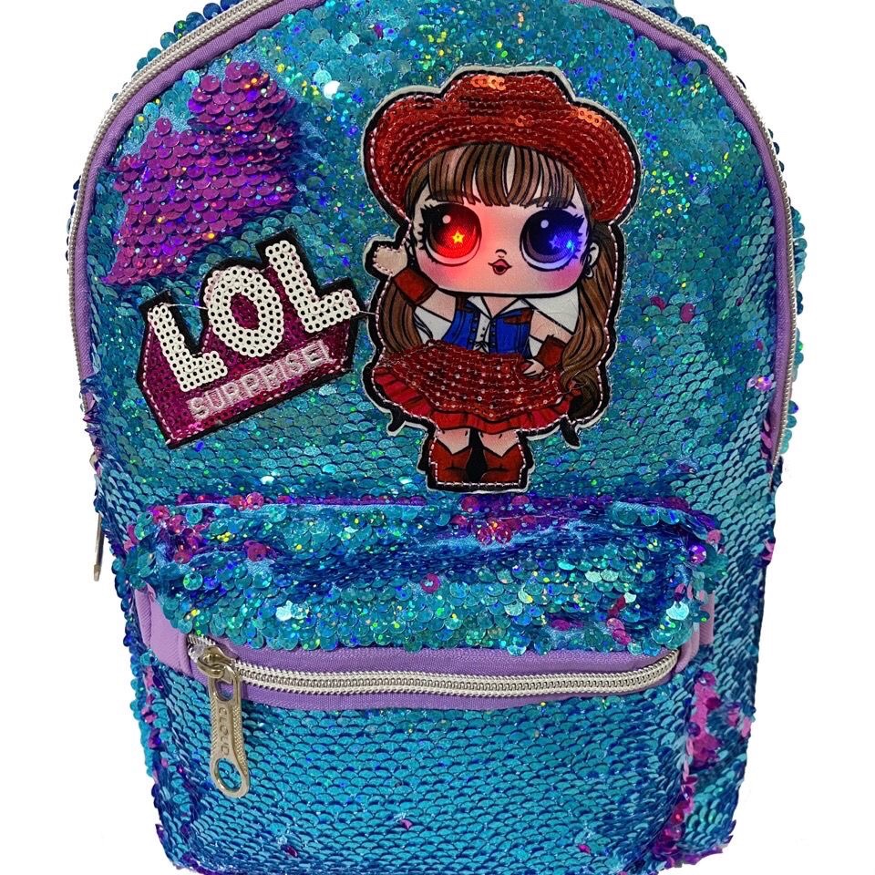 Kids Backpack Girls kindergarten bag Cartoon cute Surprise doll LOL Sequin bag 3-5-8 year old bag 0801