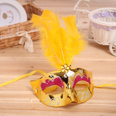 圣诞节不发光羽毛面具男化妆舞会面具成人派对新年儿童道具详情图2