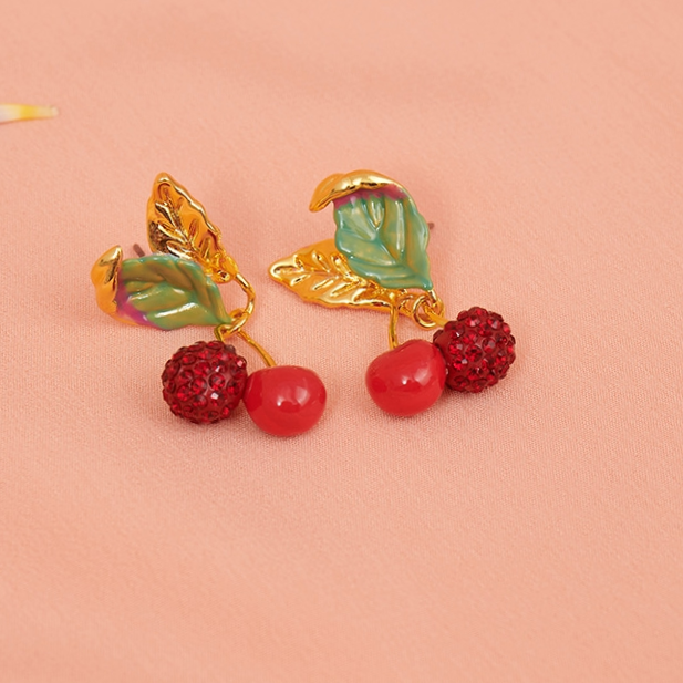 Red cherry stud earrings