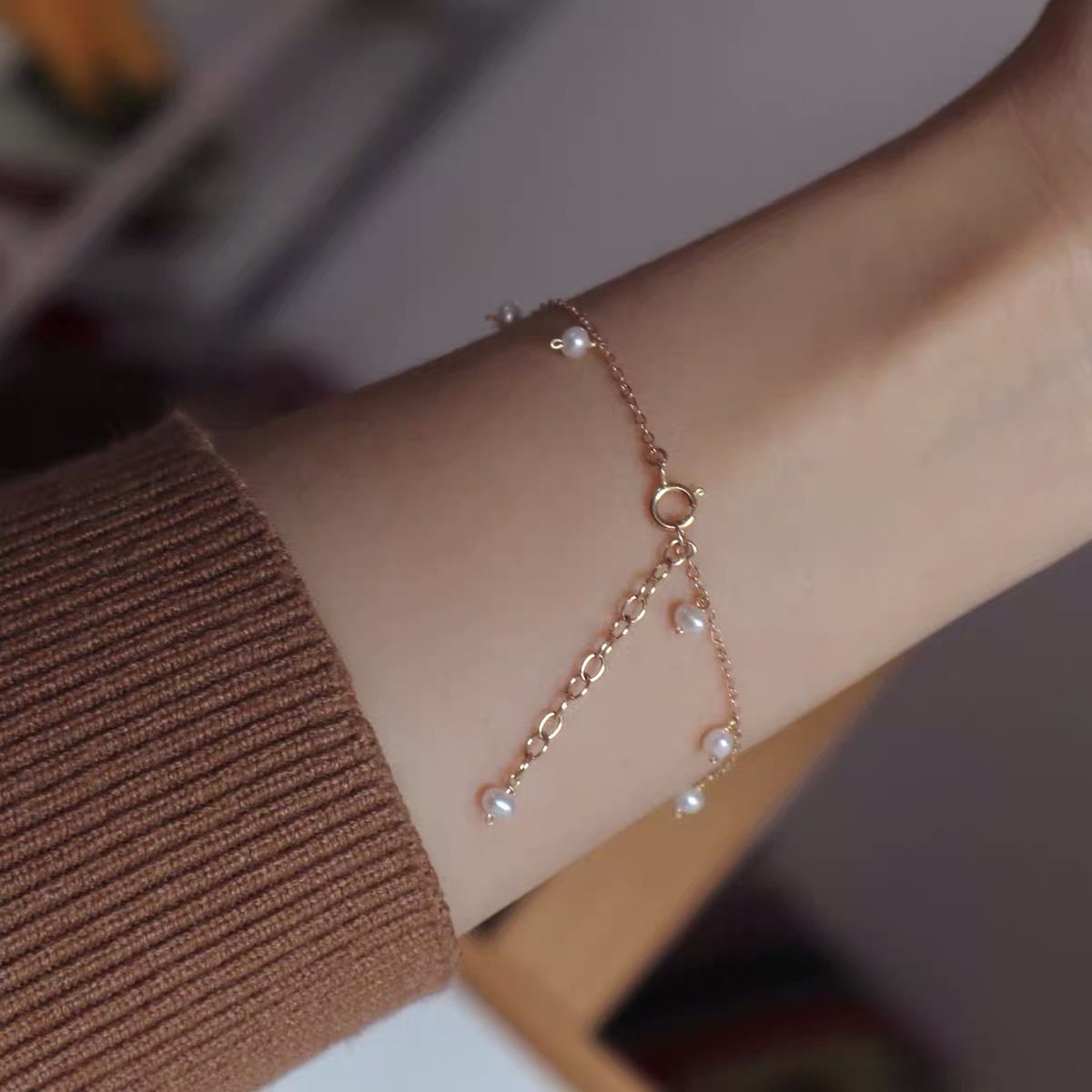 286 天然珍珠手链女 仙气精致小众手串 不褪色详情图3