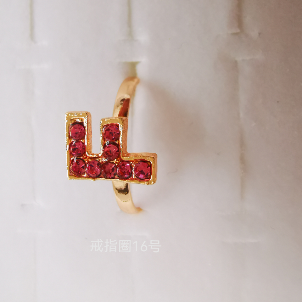 Letter series color diamond alloy ring electroplated imitation gold classic 1966