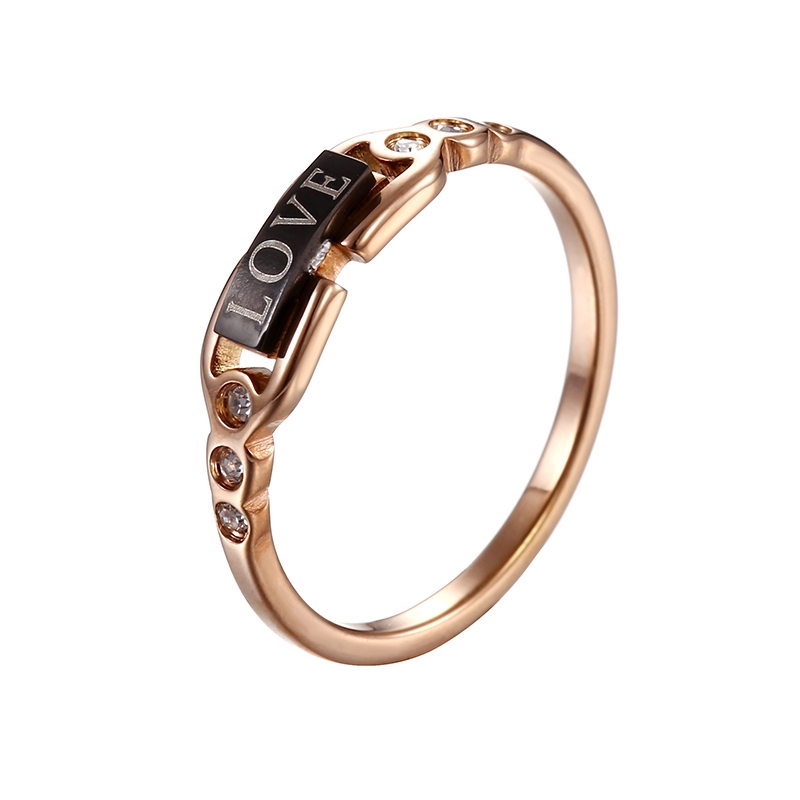 钛钢不掉色时尚百搭冷淡风简约黑色方牌love镶钻韩国高级精致气质网红ins女欧美2021新款欧美嘻哈潮人情侣