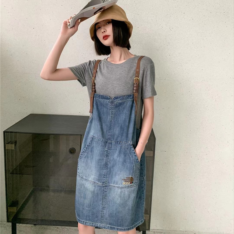 AMD- Stylish and Youthful denim Halter Dress for Women 2021 Summer New Korean Style Slimming Dress 5T2123106