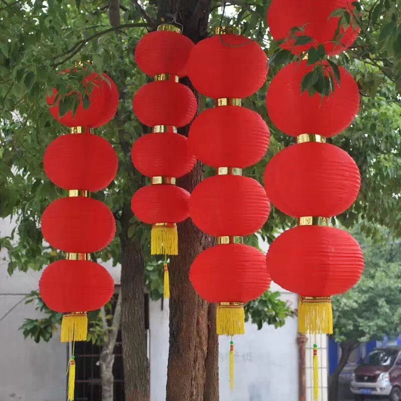 大红灯笼串三四五连串灯笼户外防水灯笼春节广告室外灯笼挂饰