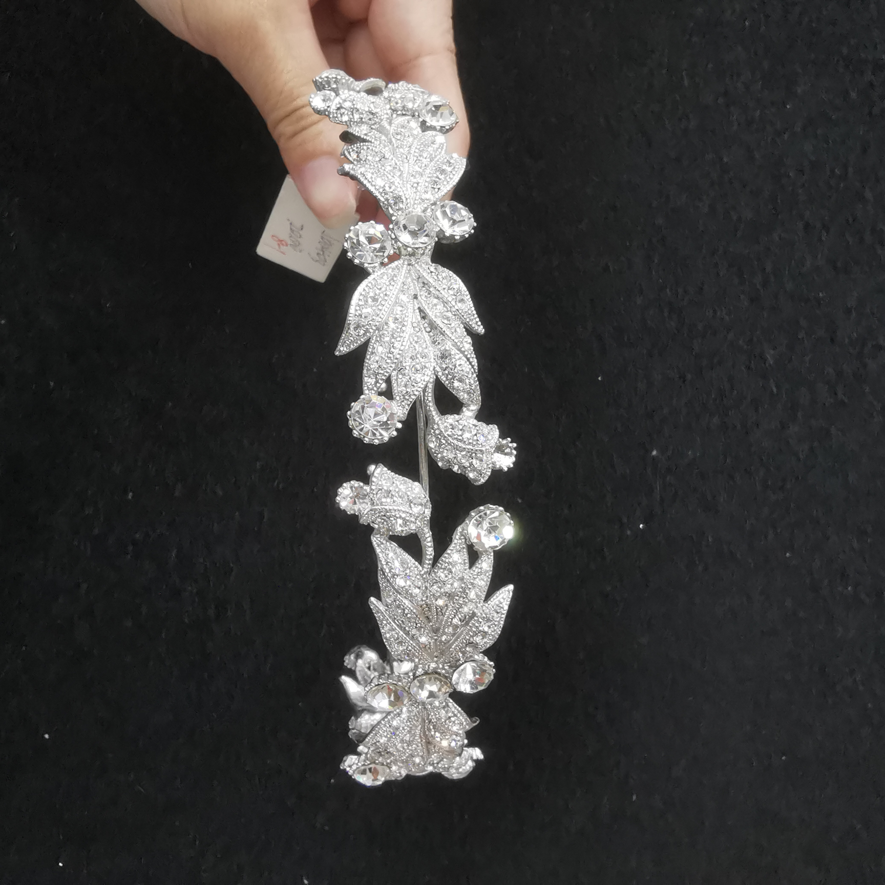 High-end crystal diamond set with natural freshwater pearl hair press clip