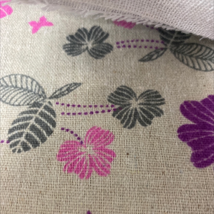 Pink Purple Flowers Cotton Linen Cloth Floral Plaid Nordic Ins Wind Curtain Sofa Linen Tablecloth Printing Diy