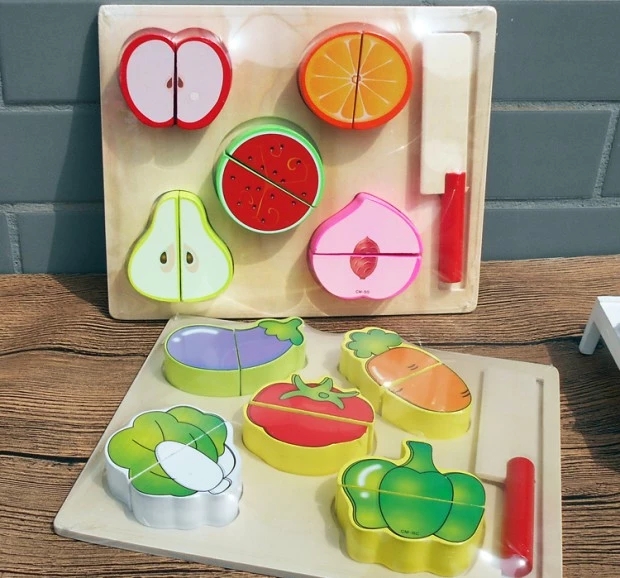 Intellectual development Wooden kindergarten children and students, taste parent-child teaching toys, play house, fruits and vegetables, cut and look pic 8