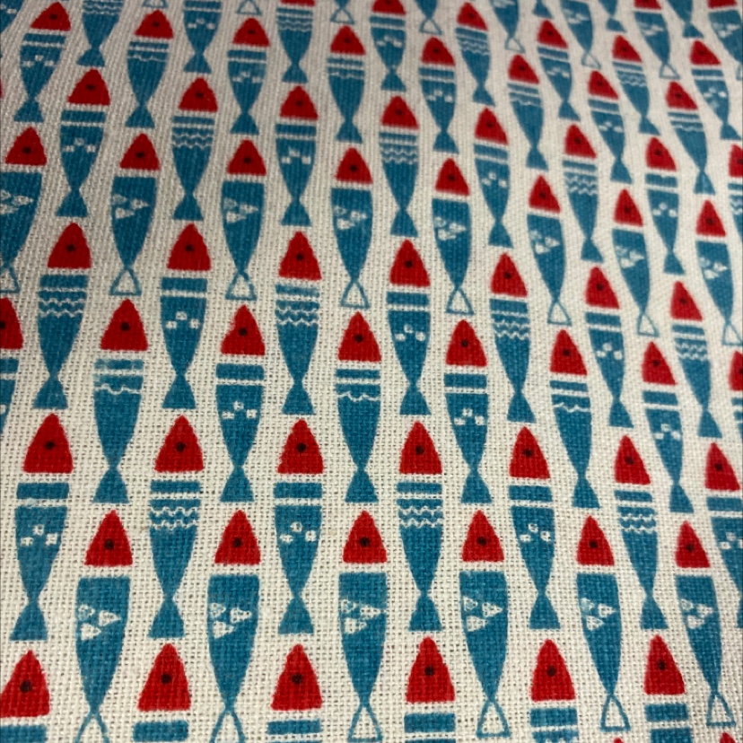 Blue Fish Cotton Linen Cloth Floral Plaid Nordic Ins Wind Curtain Sofa Linen Tablecloth Printing Diy