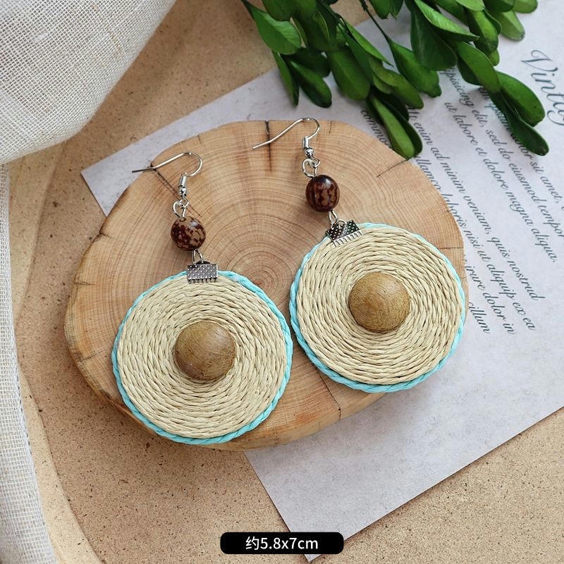 线绳圆片耳环