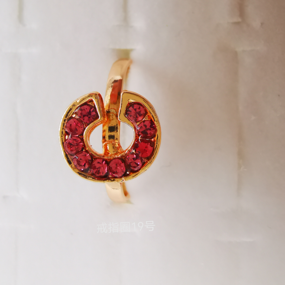 Letter series color diamond alloy ring plated imitation gold classic 1960