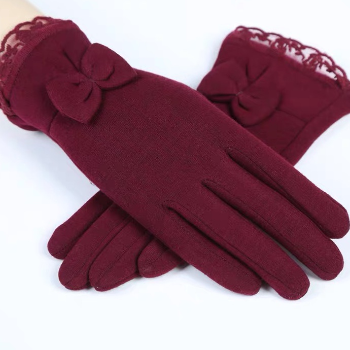 Add fleece thick warm gloves driving and riding cold lady student autumn winter Korean version touch screen