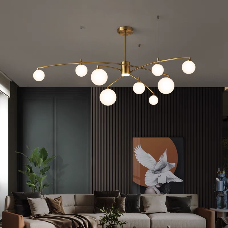 发光灯饰客厅吊灯现代简约大气轻奢创意个性餐厅卧室灯魔豆灯2021新款