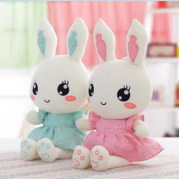 Rabbit plush toy little girl gift for your girlfriend, cute long-eared rabbit girl little white rabbit doll 0801