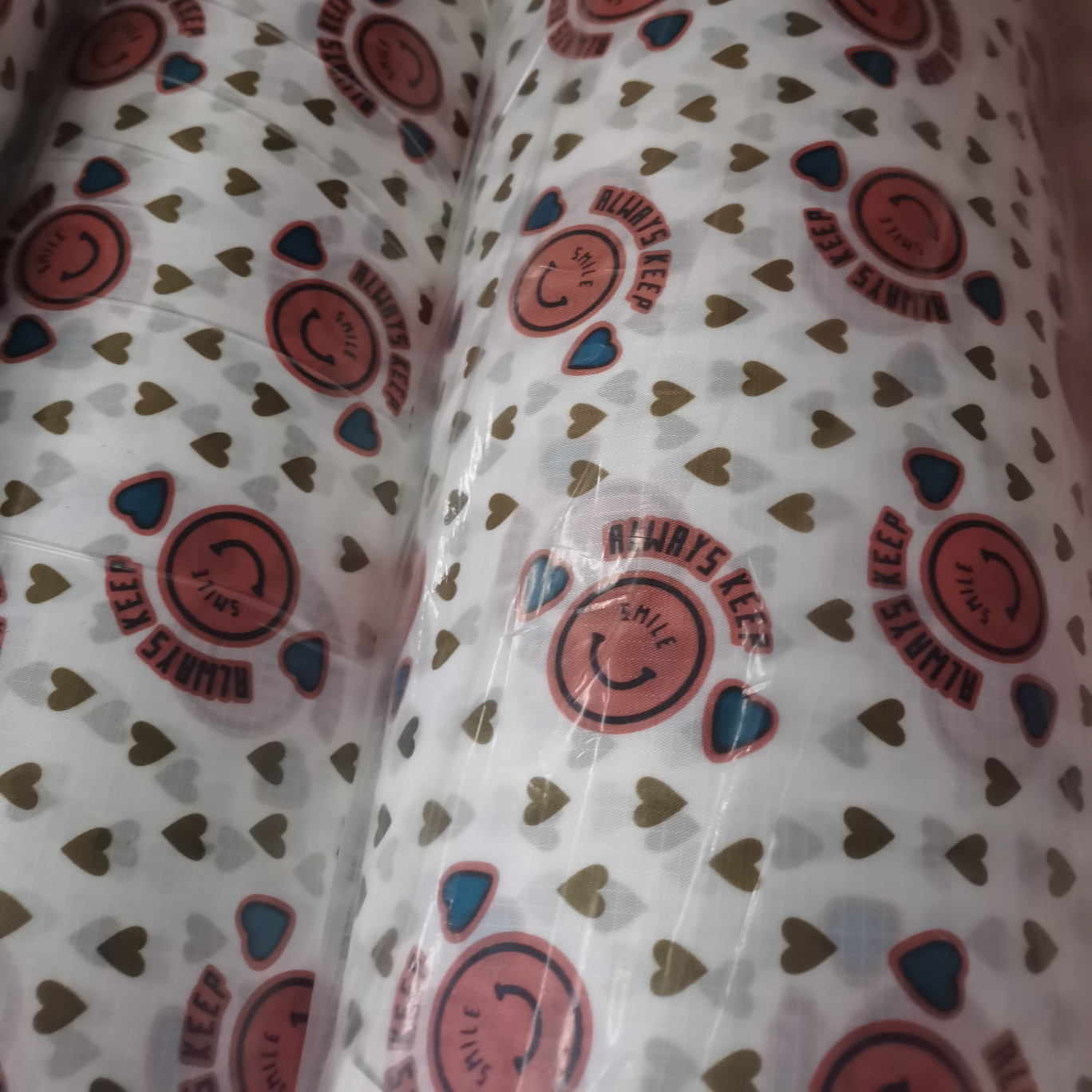 Checkered pink smiling face