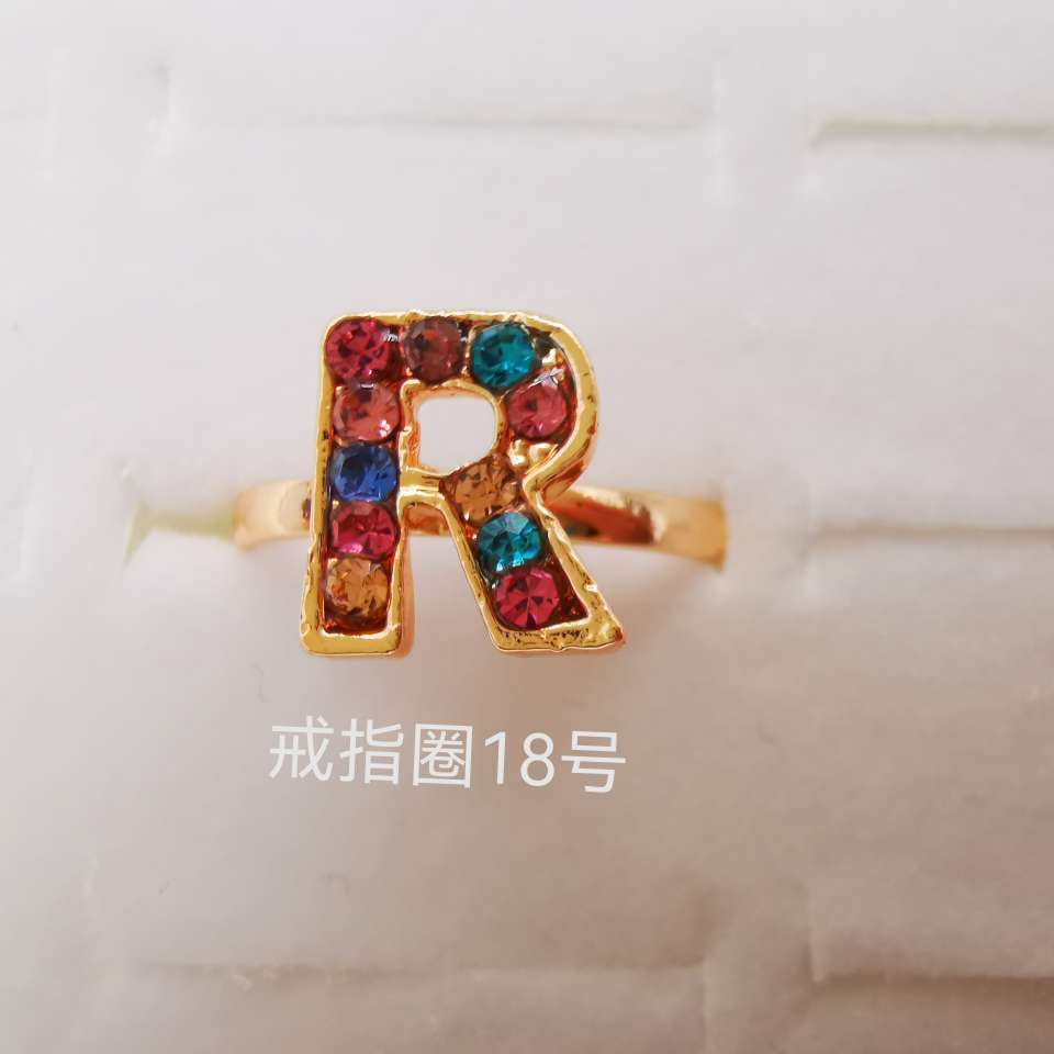 Letter series color diamond alloy ring electroplated imitation gold classic 1998