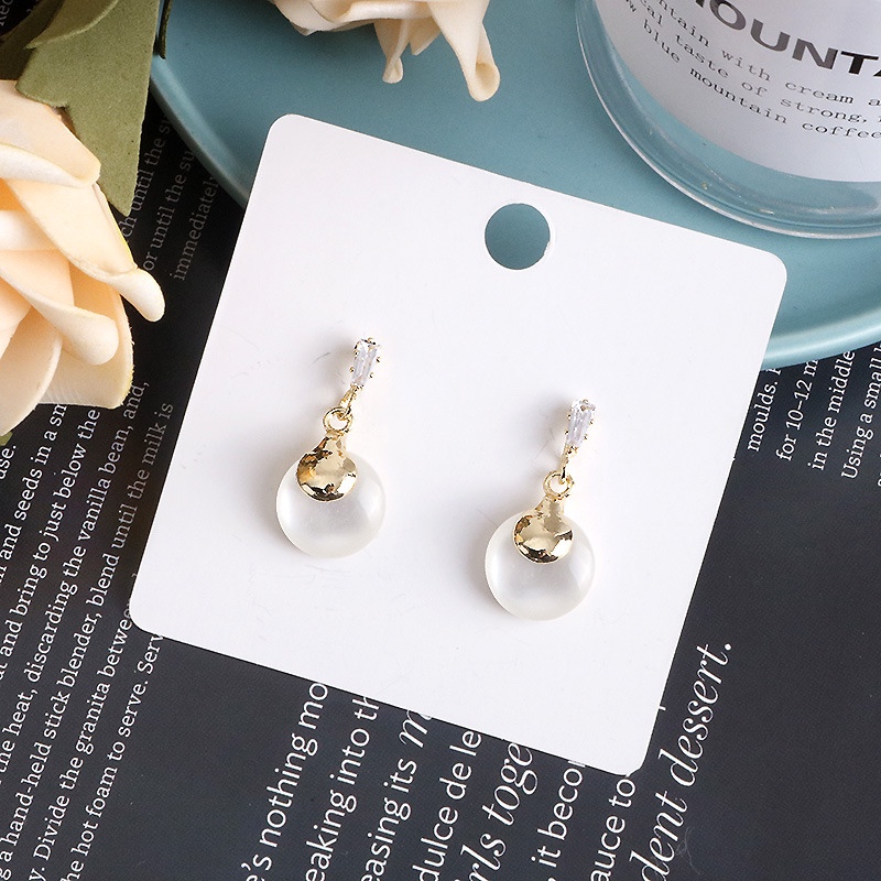T-square zircon, round opal earrings, elegant temperament. thumbnail