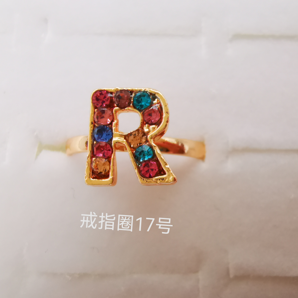 Letter series color diamond alloy ring electroplated imitation gold classic 1999