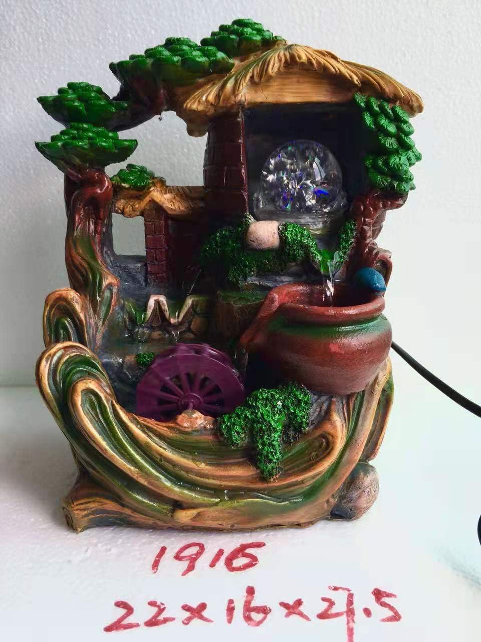 树脂流水盆景/盆景假山鱼缸/流水雾化幕帘白底实物图