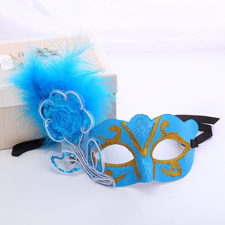 万圣节化妆舞会表演面具威尼斯彩绘羽毛半脸蕾丝美女公主珍珠面具