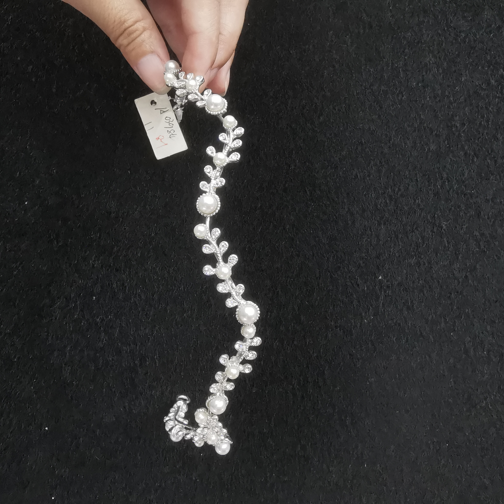 High-end girl wind crystal diamond inlaid with natural freshwater pearl hairpin