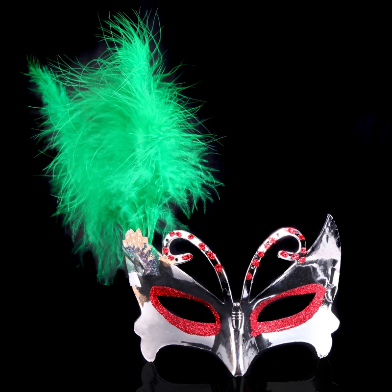 圣诞节不发光羽毛面具男化妆舞会面具成人派对新年儿童道具12详情图5