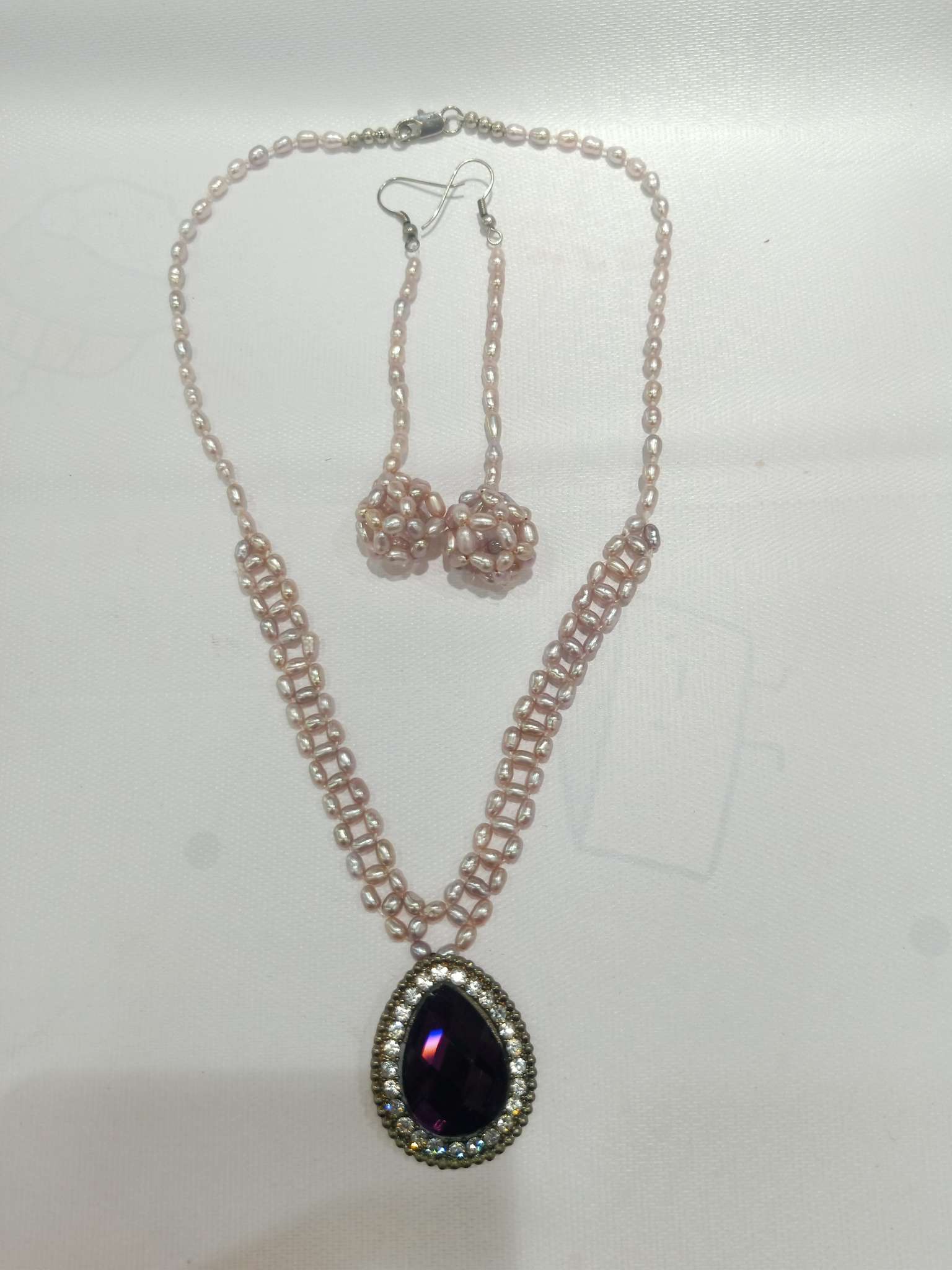 Natural pearl necklace, natural pearl earring chain Specification image