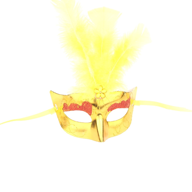 圣诞节不发光羽毛面具男化妆舞会面具成人派对新年儿童道具详情图3