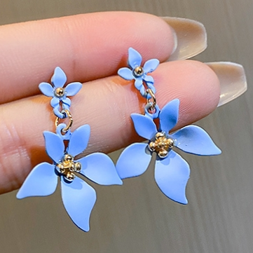 Light blue floral stud earrings