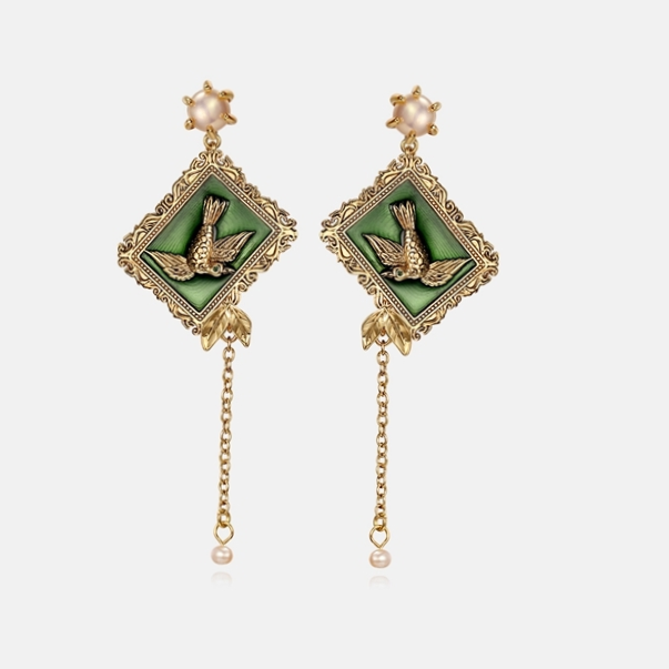 Army green stud earrings