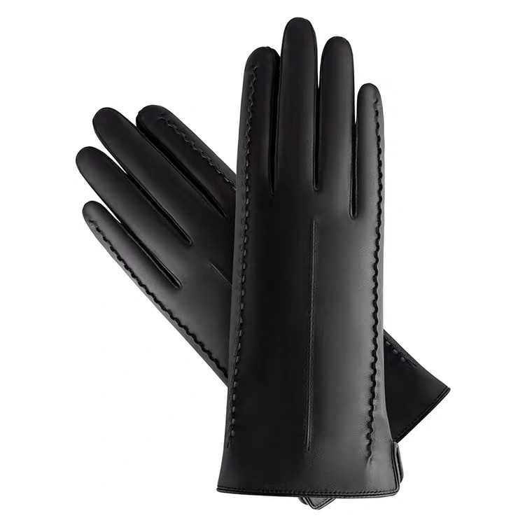 Women's touch screen leather gloves Women's autumn and winter leather gloves with fleece thickened warm cycling fashion leather gloves women's