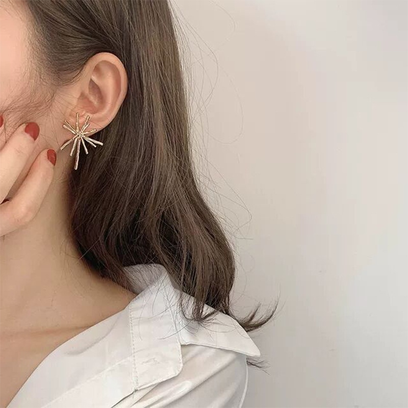 Fireworks bloom metal earrings, European and American fashion.