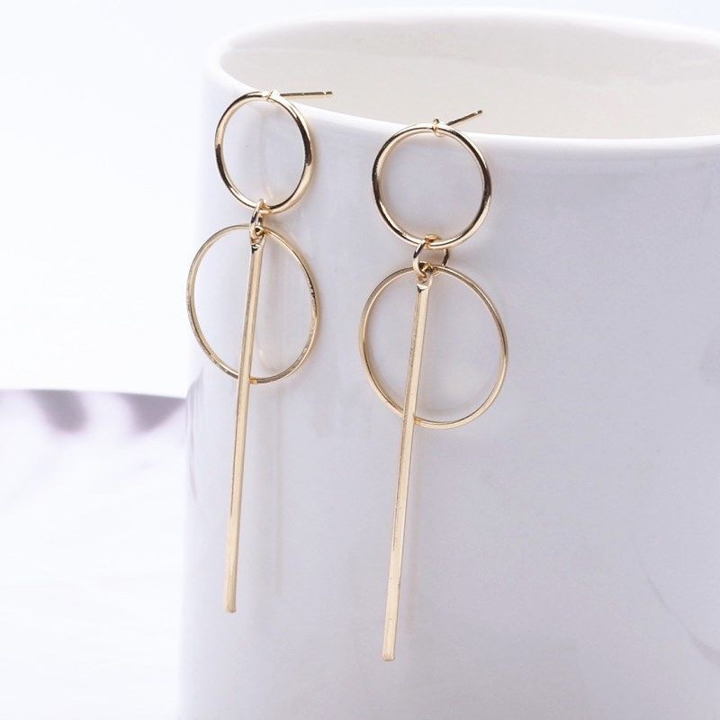 Fashion temperament Korean version face thin long fringe simple size geometric circle earrings earrings earrings accessories female fashion thumbnail
